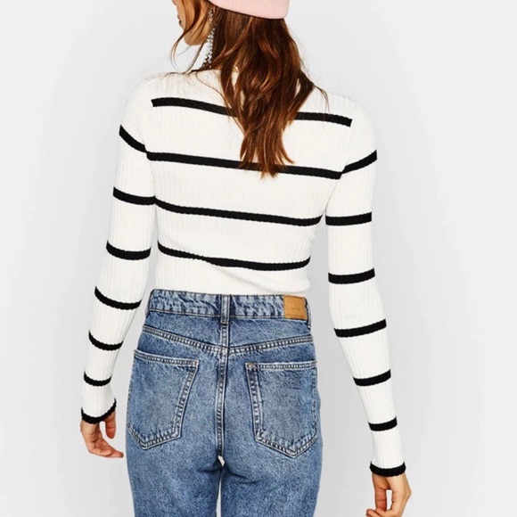 🧨Bomb Sale Ends Sunday 🧨 Cotton Striped Ribbed Knit Henley - Picture 3 of 8